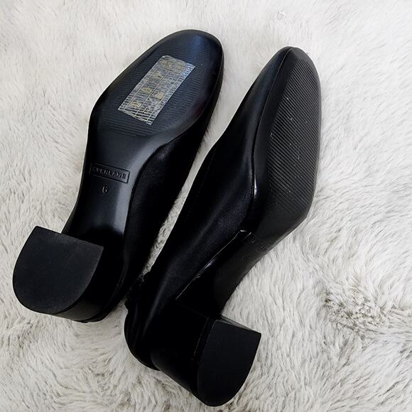 Everlane The Day Heel Black Leather Block Shoes Women's Size 6 Ballet Flats - Picture 9 of 11